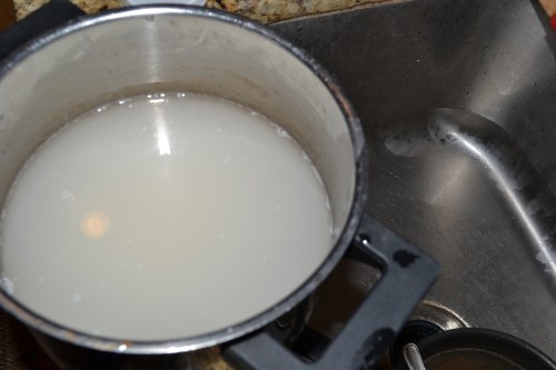rinsing the basmati rice