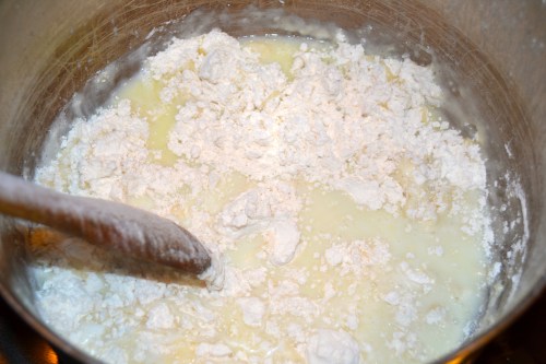 boiling milk for choux paste, pate a choux