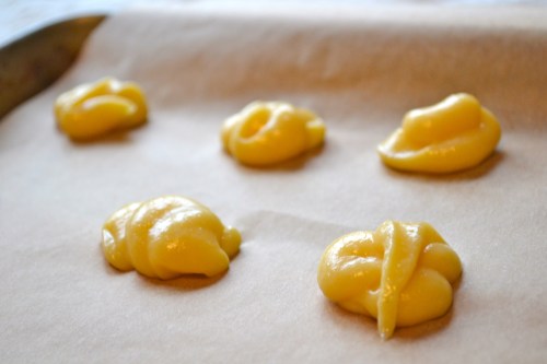 choux pastry ready for the oven