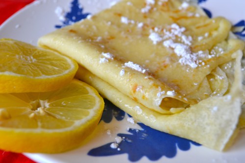 crepe with lemon and powdered sugar
