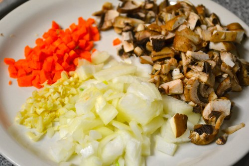 chopped vegetables for veggie shepherd's pie