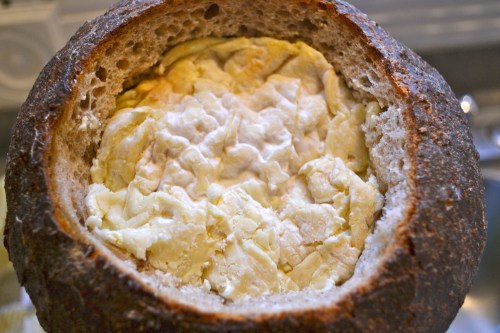 baked camembert and boule