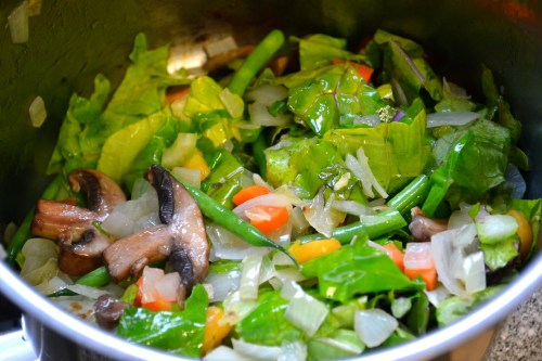 Chopped vegetables for ramen