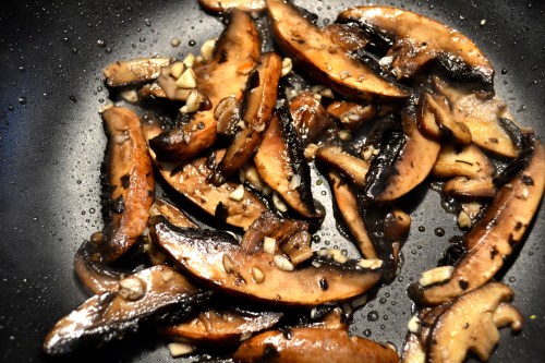 fried mushrooms and garlic