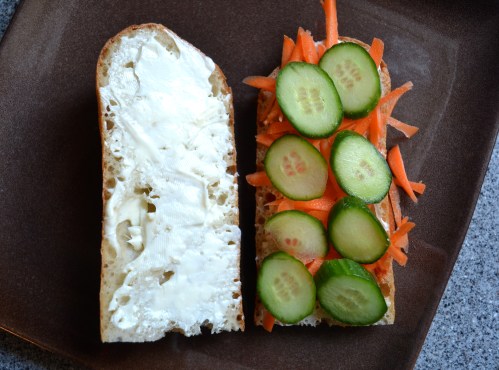 pickled carrots, cucumber, sriracha