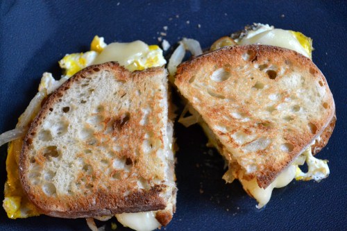 ried egg and onion sandwich