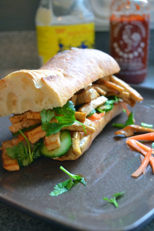 Vegetarian banh mi sandwich