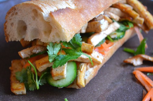 Vegetarian banh mi sandwich