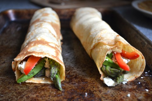veggie and gorgonzola stuffed crepes