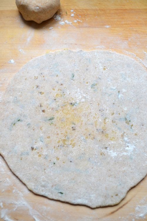 stuffed paratha rolled out